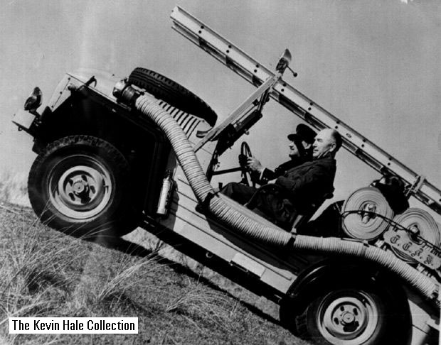 VAF 81 - 1955 Austin Champ L4P - Picture courtesy of Cornwall County Fire Brigade whilst appliance being driven by CFO B.A. 'Father' Christmas.