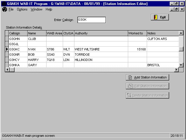 WAB-IT Station Information Editor Screen Shot