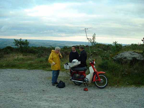 Ian Dawe G3SPI operating 'Motorcycle Mobile' from Kit Hill, near Callington, SE Cornwall on 3rd July 2003