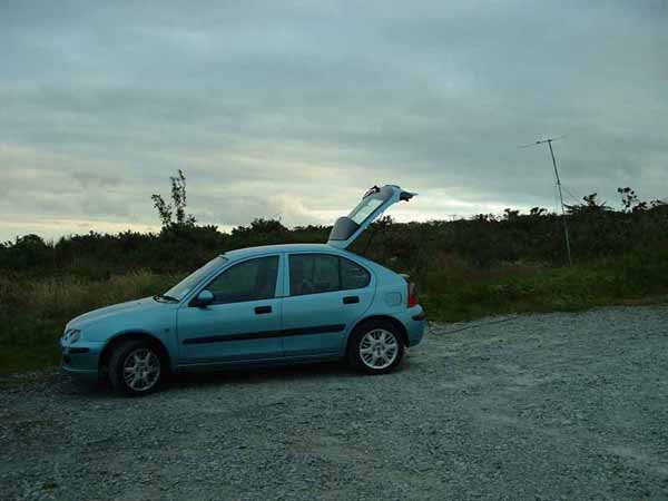 Brian Giles M0BHG operating 2m SSB from Kit Hill, near Callington, SE Cornwall on 3rd July 2003