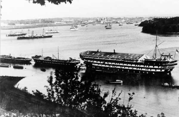 HMS Defiance, Wearde Quay, Saltash. Picture courtesy of the Saltash Heritage Collection