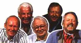 L to R: Graeme Garden, Barry Cryer, Humphrey Lyttelton, Tim Brooke-Taylor, Willie Rushton